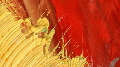 Art texture. Close-up of yellow abstract painting. Hompepage blog 2009, arts and entertainment, history and society