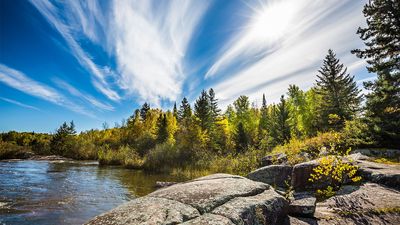 feathery cirrus clouds over Pinawa Dam Provincial Park