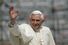 Pope Benedict XVI blessing a crowd in Rome, Italy.