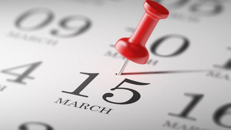 Calendar marking march 15th