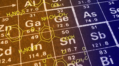 Concept artwork on the periodic table of elements.