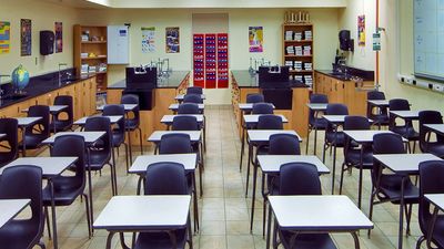 Newly remodeled science classroom in a high school.