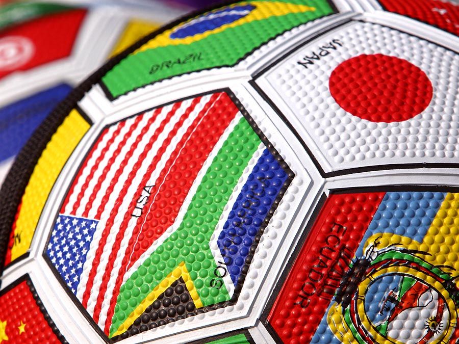 International flags on soccer balls. Futbol football. Hompepage blog 2009, arts and entertainment, history and society, sports and games athletics soccer world cup