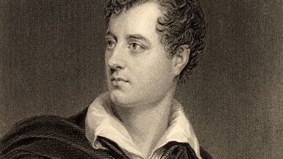 George Gordon Byron, 6th Baron Byron. Lord Byron English poet (1788-1824) was a leading figure in the Romantic movement.