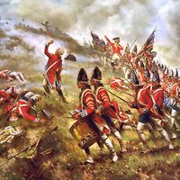 British grenadiers at the Battle of Bunker Hill, painting by Edward Percy Moran, 1909.