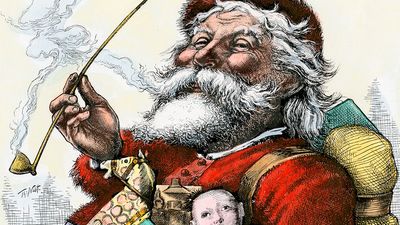 Illustration of Merry Old Santa Claus by Thomas Nast. (Christmas, holidays)