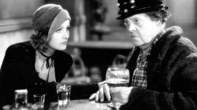 Greta Garbo (left) and Marie Dressler in the motion picture film "Anna Christie" (1930); directed by Clarence Brown. (movies, cinema)