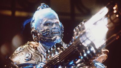 Publicity still of Arnold Schwarzenegger as Dr. Victor Fries/Mr. Freeze in the 1997 film Batman & Robin, directed by Joel Schumacher.