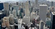 New York city skyline aerial with the Empire State Building, New York City, New York.