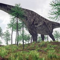 illustration of the walking titanosaurus, Patagotitan mayorum