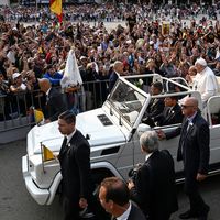 Pope Francis in a Popemobile