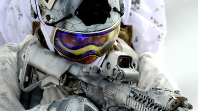 Navy seal. A Navy SEAL participates in mountain warfare combat training. Sea, Air and Land, U.S. Navy special operations force, trained in direct raids or assaults on enemy targets, military