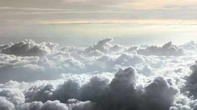 Stratosphere. cloud. View of horizon from airplane of Cumulus clouds. Cirrus, Stratus, weather