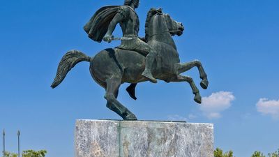 Thessaloniki, Greece - August 13, 2014: Monument to Alexander the Great on the waterfront