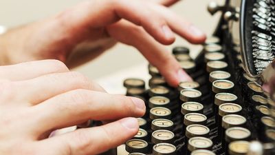 typewriter, hands, writing, typing