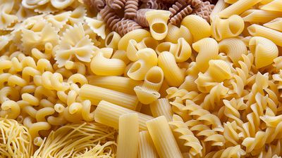 Different types of pasta (food, carbohydrates).