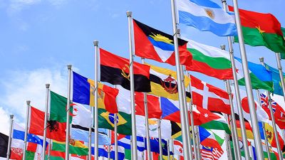 Brazil Argentina and world flags